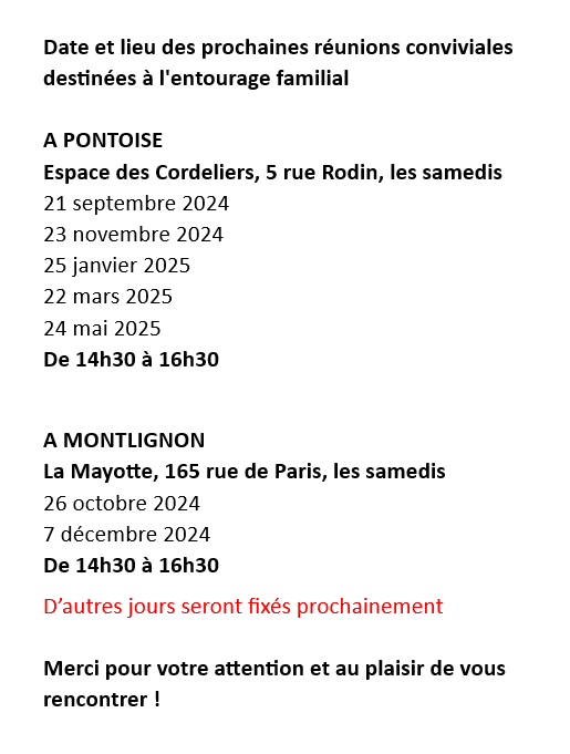 Réunions conviviales 2024-2025