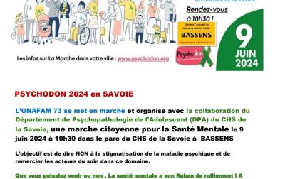 Marche citoyenne pour la santé mentale -   UNAFAM au CHS BASSENS - PSYCHODON 2024 