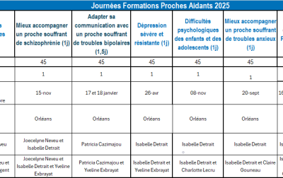 Tableau des formations 2025